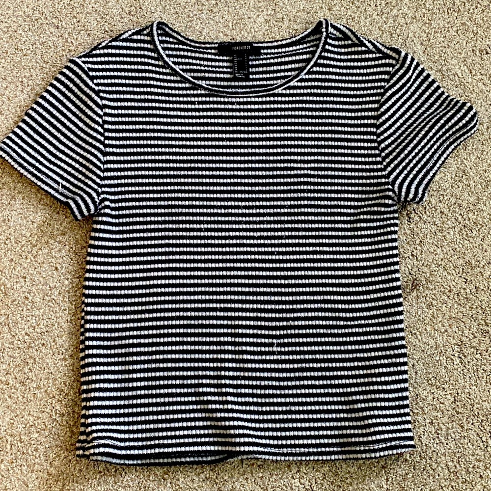 Black and white striped top